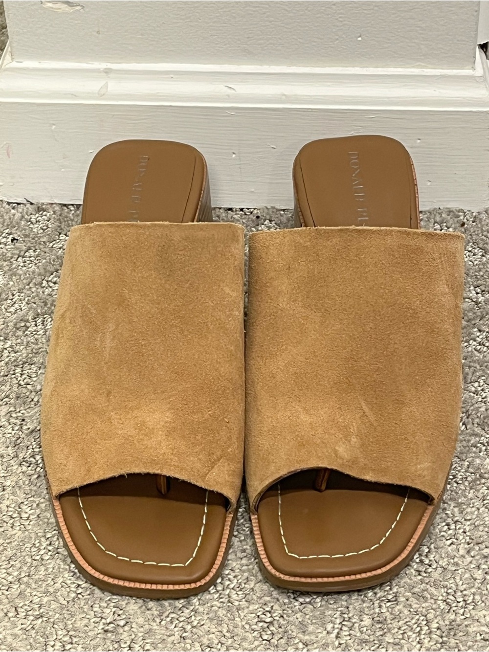 Donald Pliner Women's Calf Suede Slip On Wedge Sandals Haze Saddle Size 8M